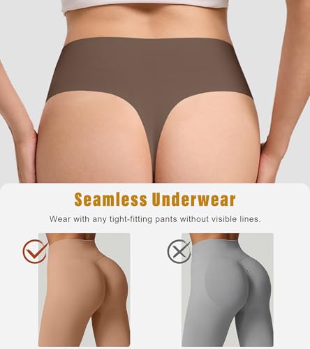 Image of DEANGELMON Seamless G-string Thongs for Women - No Show Thong Underwear Low Rise Stretch Panties Workout Pack