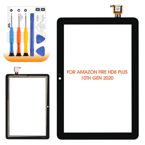 Screen Replacement for Amazon Kindle Fire Tablet HD8 /HD8 Plus 10th Gen 2020 Touch Screen K72LL3 K72LL4 Touchscreen Digitizer Glass Panel with Tools (Black)