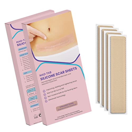 MADTAB Silicone Scar Sheets -Tape, Strips, Healing Keloid, C-Section, Tummy Tuck As Surgical Cream, Gel, Patch, Bandage, Pad – Surgery Scars Treatment, Silicone Scar Tape, Reusable Silicone Scar Tape