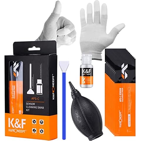 Minadax Sensor Reinigungs-Set APS-C 10x 16mm Swabs + Handschuhe + Blasebalg + 20ml Reiniger KF Cover