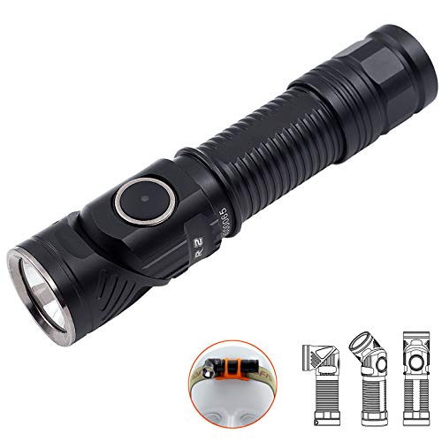 Rofis R2 Lampes de poche/lampe frontale 700 lumens CREE XM-L2 LED multifonction magnétique USB Rechargeable EDC lampe de poche/phare lumière, avec 14500 Batterie (Blanc Froid)