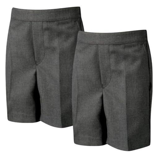 Short d'école garçon noir lot de 2 de 2 à 13 ans avec poches et taille demi-élastique