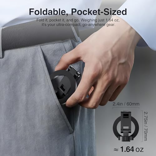 Image of elitehood Magsafe Tripod Mount Adapter with 1 /4 inch Screw & Hot Shoe, Lightweight Compact Cell Phone Tripod Mount for Camera, iPhone Camera Holder with Dual Hinges for iPhone 17 16 15 14 13 Series
