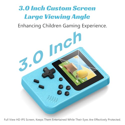 Image of Mini Retro Handheld Games Console, Built-in 400 Video Games,Portable Video Gaming Player with 3.0 Inch IPS Screen and Rechargeable Battery (Blue)