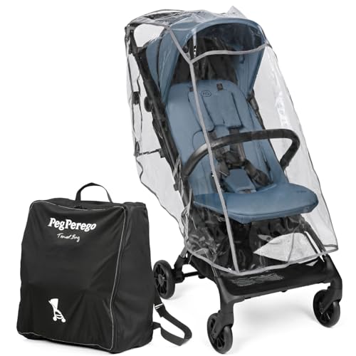 Peg Perego Passeggino Leggero Volo con Parapioggia, per Aereo, Compatto, Omologato per Cappelliera, Misure Bagaglio a Mano, Adatto dalla Nascita fino a 22 kg, Include Borsa da Viaggio, Blue Cameo