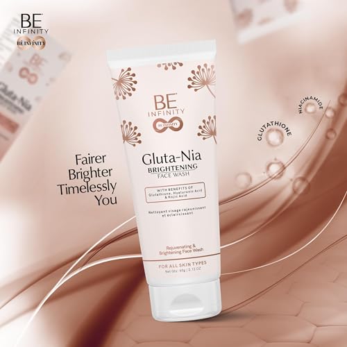 Image of Gluta-Nia Brightening Face Wash | Rejuvenating Cleanser with Glutathione, Hyaluronic Acid & Kojic Acid | Radiance Boosting & Suitable for All Skin Types | 60g Each (Pack of 2)