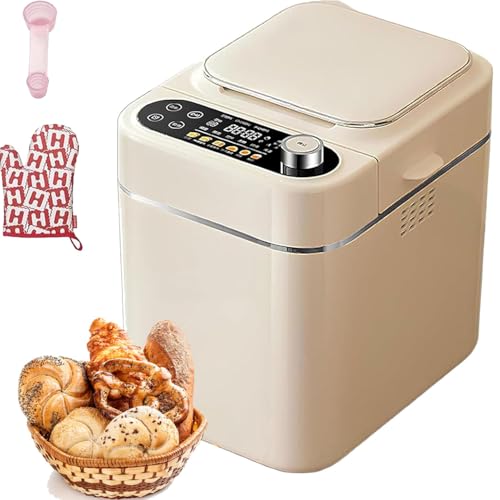 Brotbackautomat, Edelstahl Automatischer Spender, 500g Kapazität, 26 voreingestellte Funktionen, LCD-Touchpanel, Teigbereiter & Marmeladenfunktion