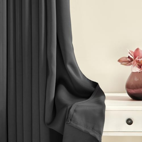Image of Amazon Brand - Solimo Polyester 100% Blackout Plain Window Curtains|100% Blackout Window Curtains| 8 Feet |Set of 2| Plain Design |Blackout| for Living Room Kids Room and Bedroom | Color- Grey