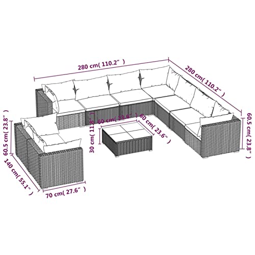 Gecheer Lounge Gartenmöbel Set Loungemöbel Sofa Rattan Balkonmöbel Garten-Lounge-Set 10-TLG.mit Kissen,Balkonlounge… – Bild 4