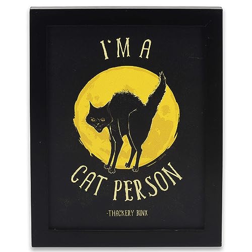 Open Road Brands Hocus Pocus I'm a Cat Person Framed Wood Wall Decor - Thackery Binx Black Cat Halloween Decor for Living Room, Entryway or Child's Room