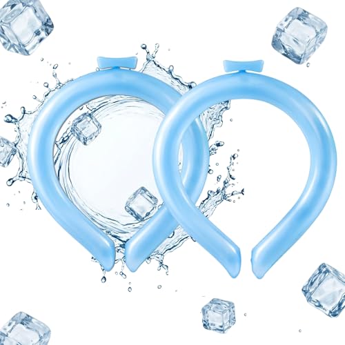 Chill Tube for Neck Cooling Neck Ring and Neck Ice Pack Chill Tube Neck Cooling Tube for Outdoor Activities and Sports Cooling Neck Wrap and Neck Cooler Wrap 2-Pack Blue Cooling Towels for Neck