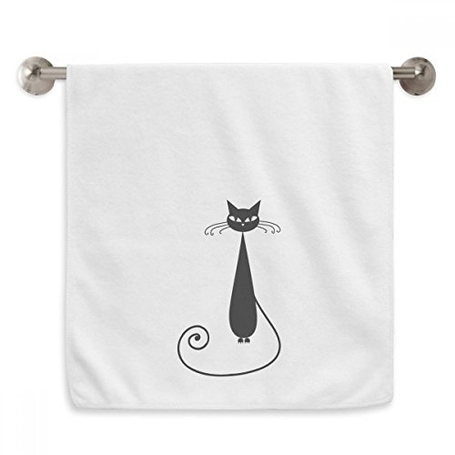 Serviette de toilette chat noir Halloween idée cadeau originale blanc - 2
