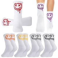 kodinsiivous 6 Paar Tennissocken Damen 39-42 Sportsocken Damen Baumwollesocken Neuartige lustige Socken Geschenke Socken Strümpfe mit lächeln Motiv