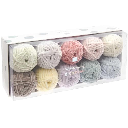 Kit de 10 Pelotes de Fil Chenille Ricorumi Nilli Nilli Pastel - R...