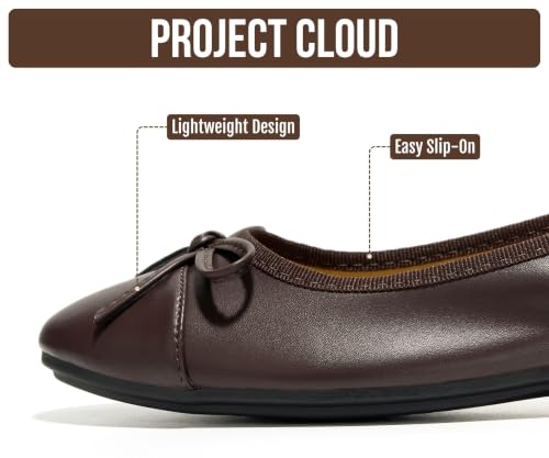 Image of Project Cloud Ballet Flats for Women Shoes - Genuine Leather Insole and Lightweight Mary Jane Flats - Non-Slip and Comfortable Womens Shoes