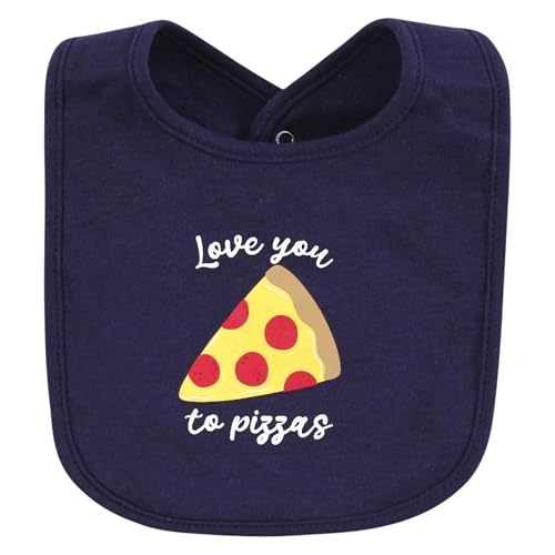 Image of Hudson Baby Infant Boy Cotton Bibs, Pizza Slice Of Heaven, One Size