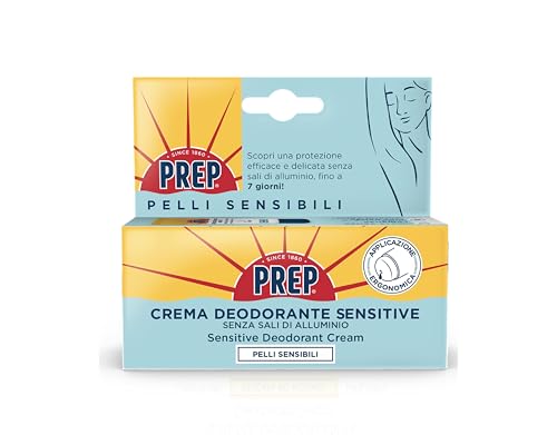 Prep, Crema Deodorante Sensitive 7 Giorni, Per Pelli Sensibili, Senza Alcol e Sali d'Alluminio, Profumazione Delicata, A Rapido Assorbimento, Non Macchia, 35ml