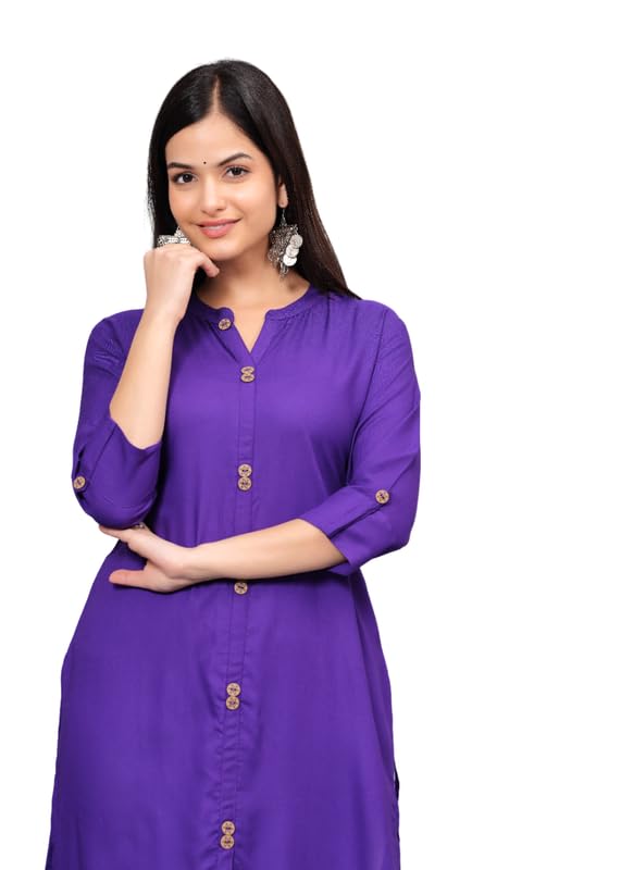 Image of NEW4U Women's Solid Rayon Straight Kurta