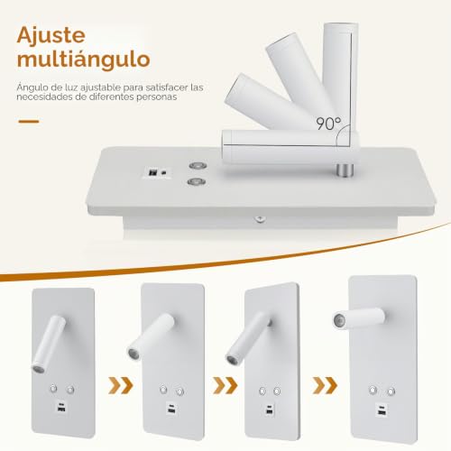 Lámparas de lectura LED de pared con interruptor para leer sin molestar a tu pareja en la cama 6