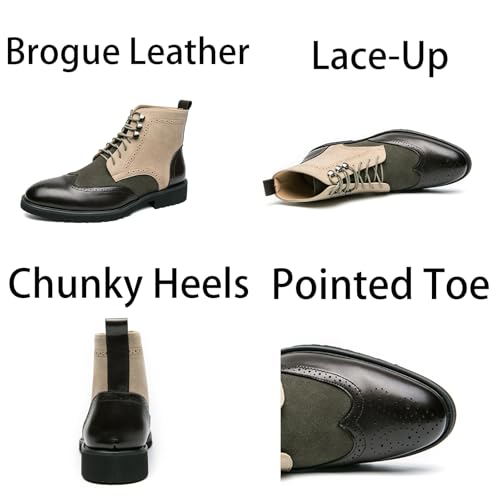 Mens Retro Brogue Multicolor Leather Lace-Up Wingtip Chukka Ankle Boots High-Top Non-Slip Casual Shoes for Work Office Dress Outdoor4