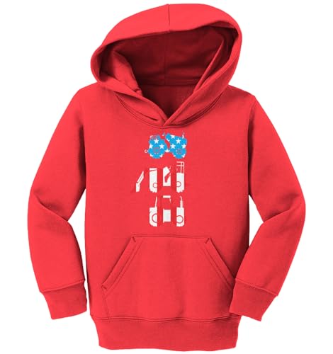 Tcombo American Flag Tractors - USA Toddler/Youth Fleece Hoodie2