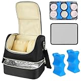 Jaffzora Breast Pump & Cooler Bag, Double-Layer Insulated, Fits 6 Bottles, 2 Ice Packs & 1 Waterproof Mat, Fits Willow/Elvie/Momcozy/Medela (Black)