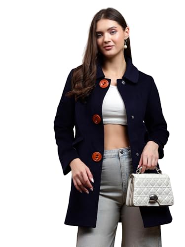 Image of KOTTY Womens Cotton Blend Standard Length Elegant Style Coat - Classic Style with Modern Detailing