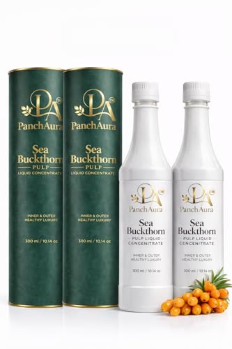 Image of PanchAura Himalayan Sea Buckthorn Juice Pulp Concentrate 600 ML | Cold Pressed from Ladakh Berries | Natural Vitamin C, Omega 3-6-7-9 & Antioxidants | Supports Immunity, Skin Glow & Gut Health