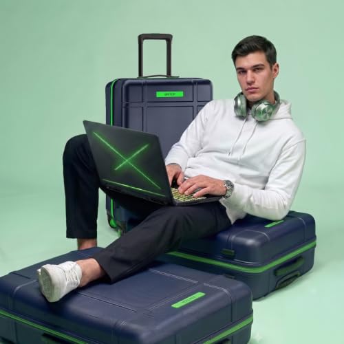 Image of SNITCH Blink Large Size Blue Polycarbonate Hard Travel Suitcase - Large Trolley Bags & Luggage with 8 Wheels, Premium Lock, Wet & Dry Pouch & Free Shoe Bag