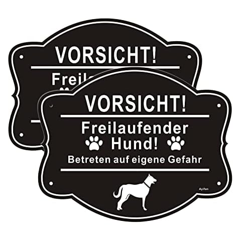 Pack of 2 Caution Dog Signs, 25 x 20 cm, Funny Aluminium Metal Dog Signs, Warning Fence for Dogs, Before the Dog, Weatherproof, Dog Warning Signs, Warning: Bite Dog Cover