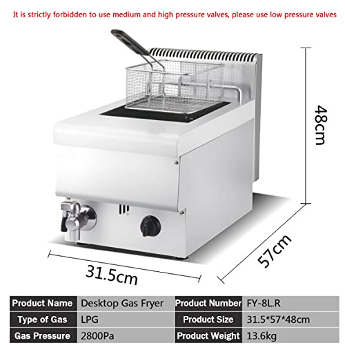 Edelstahl LPG Fritteuse, Kommerzielle Gas Fritteuse, für Chips Donuts Fisch, mit Frittierkorb und Einstellbare Feuerkraft, Schnelles Erhitzen, Antihaftbeschichtung Leicht zu Reinigen – Bild 3