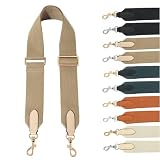 [masamilk] 帆布 牛革 ショルダーストラップ 太め 幅5cm バッグ用 ショルダーベルト キャンバス 交換用 単品 (カーキ×ゴールド)