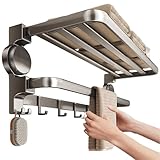 Toallero Baño sin Taladrar con Ventosa 50cm Estante Toallero Plegable Gris con...