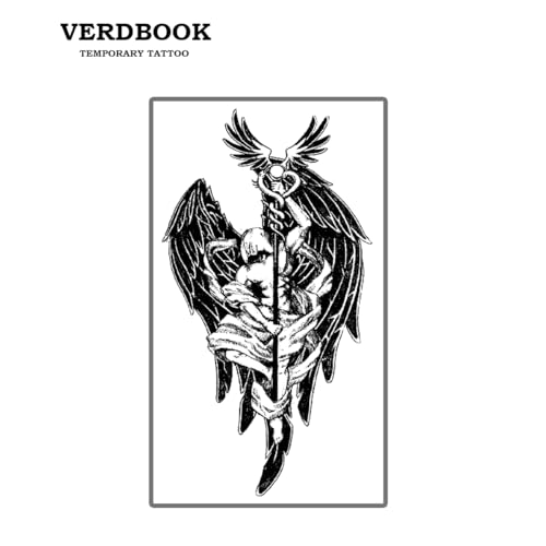 2 Sheets Waterproof Temporary Tattoo Last 7-15 Days, Winged Staff Guardian — view 3