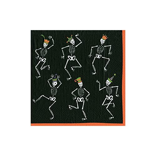 Caspari Dancing Skeletons Paper Cocktail Napkins Black - Two Packs Of 20 #TOP16