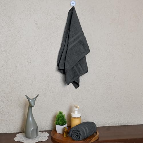 Image of Divine Casa Cotton 550 GSM Hand Towels Pack of 2 Grey, 60 x 40 cm Ultra Soft & Highly Absorbent Thick Bathroom Towels
