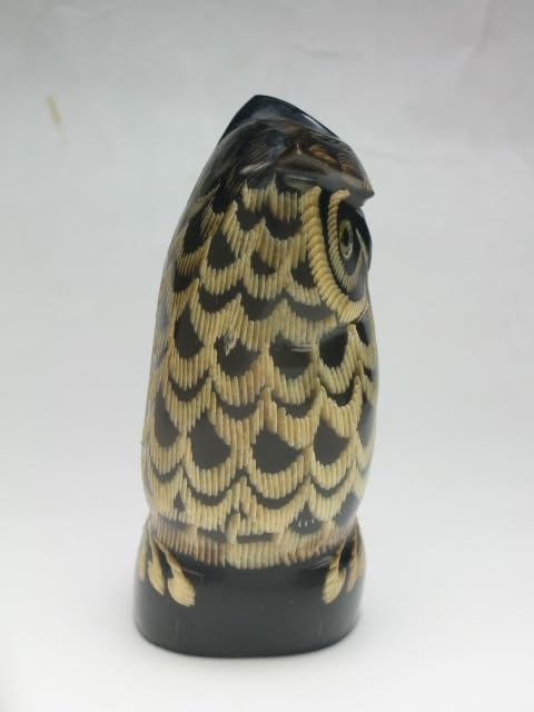 Amazon.co.jp: ◎ふくろう 水牛の角（つの）製 置物 NO.外－7 フクロウ