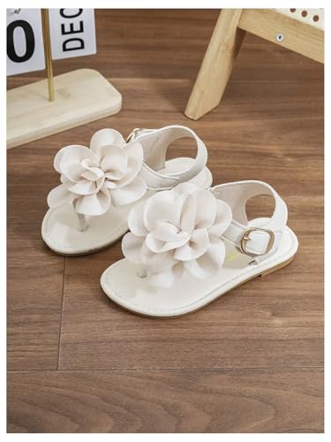 GORGLITTER Girl's Sandals 3d Flower Rubber Open Toe Thone Vacation Flat Sandals with Back Strap4