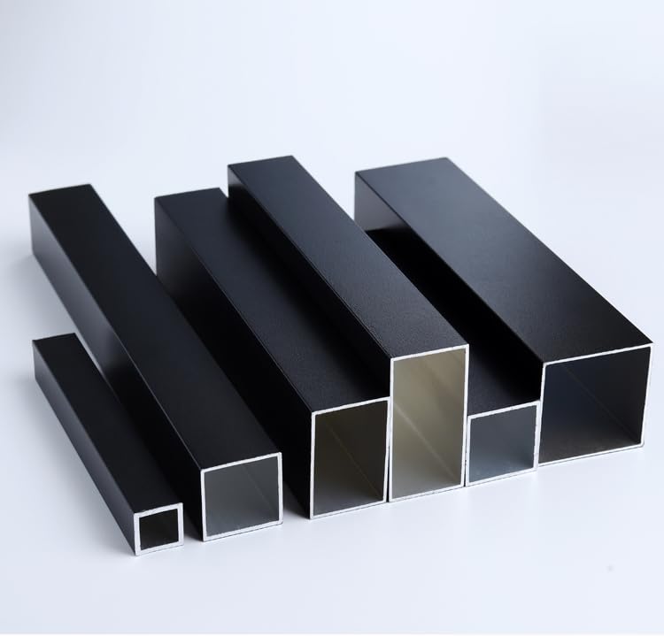 Coavoo 2 stuks zwarte aluminium vierkante buis, platte aluminium buis, 12 mm x 12 mm x 1 mm x 2350 mm, materiaal 6063 voor bouw en decoratie