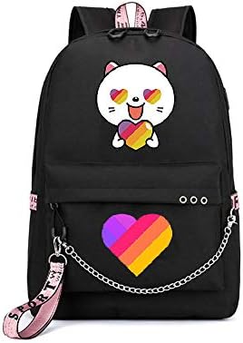 KEBEIXUAN Canvas Cartoon Backpack Cute Cat Print Backpack Suitable as School Bag Student Backpack Bookbag Laptop backpack (D)