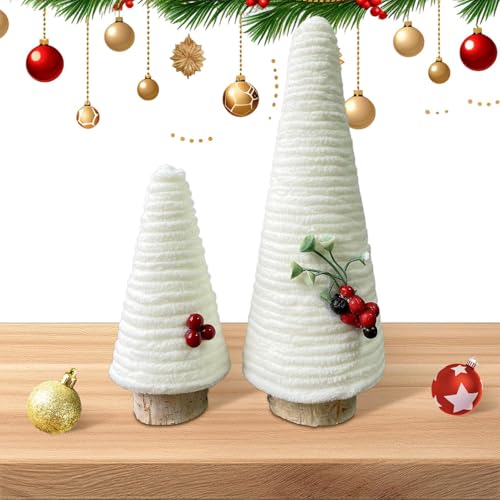 Monozoz Árbol De Navidad Pequeño | 2 Piezas Cartel Navideño para Mesa | Centro De Mesa Festivo para Hogar Rústico Esquina De Chimenea Invernal,Decoración Interior para Fiestas