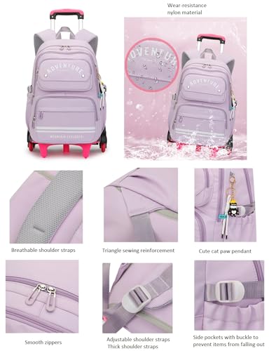 Rolling Backpack for Boys Girls Kids Backpack with Wheels Roller Bookbag Trolley School Bag Wheeled Bag4