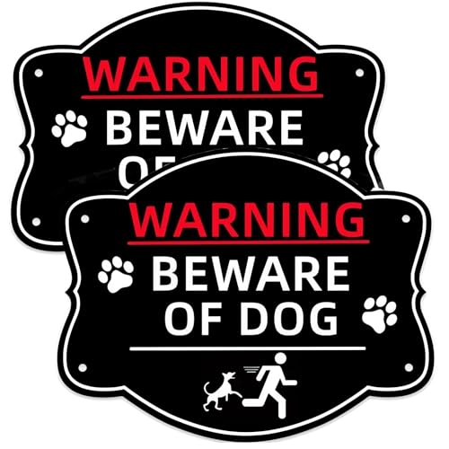 Placa de Beware of Dog reflectante para exterior pack de 2 carteles disuasorios de aluminio