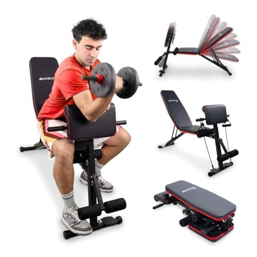 Banc de musculation multifonction avec roulettes pour votre entraînement fitness de salon