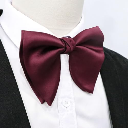 Image of Mens Bow Tie Pre Tied Oversized Bow Ties for Men Satin Bowties for Tuxedo Wedding Party Banquet