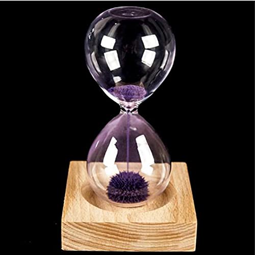 Reloj de arena magnético con base de madera azul miniatura 4