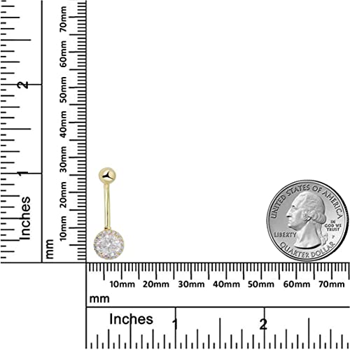 Image of AVORA 10K Gold Simulated Diamond CZ Frame Belly Button Ring Body Jewelry (14 Gauge)