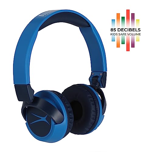 Image of Altec Lansing Kid Safe 2-in-1 Wireless Bluetooth Headphones - Crystal Clear Sound, Safe Volume Limiting, Foldable Design - Enjoy Audio and Protect Your Child's Hearing (Knight Blue)
