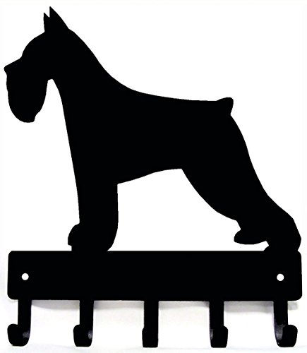 The Metal Peddler Miniature Schnauzer Key Holder for Wall - Small 6 inch Wide with 5 Hooks - Made in USA