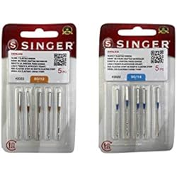 Remalladora Y Recubridora Singer 14T968Dc Pack de 10 Agujas Singer 2022 para Overlock Singer 14SH, 14CG y otras Grosores 80/12 y 90/12 ELx705 15x1